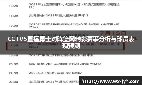 CCTV5直播勇士对阵篮网精彩赛事分析与球员表现预测